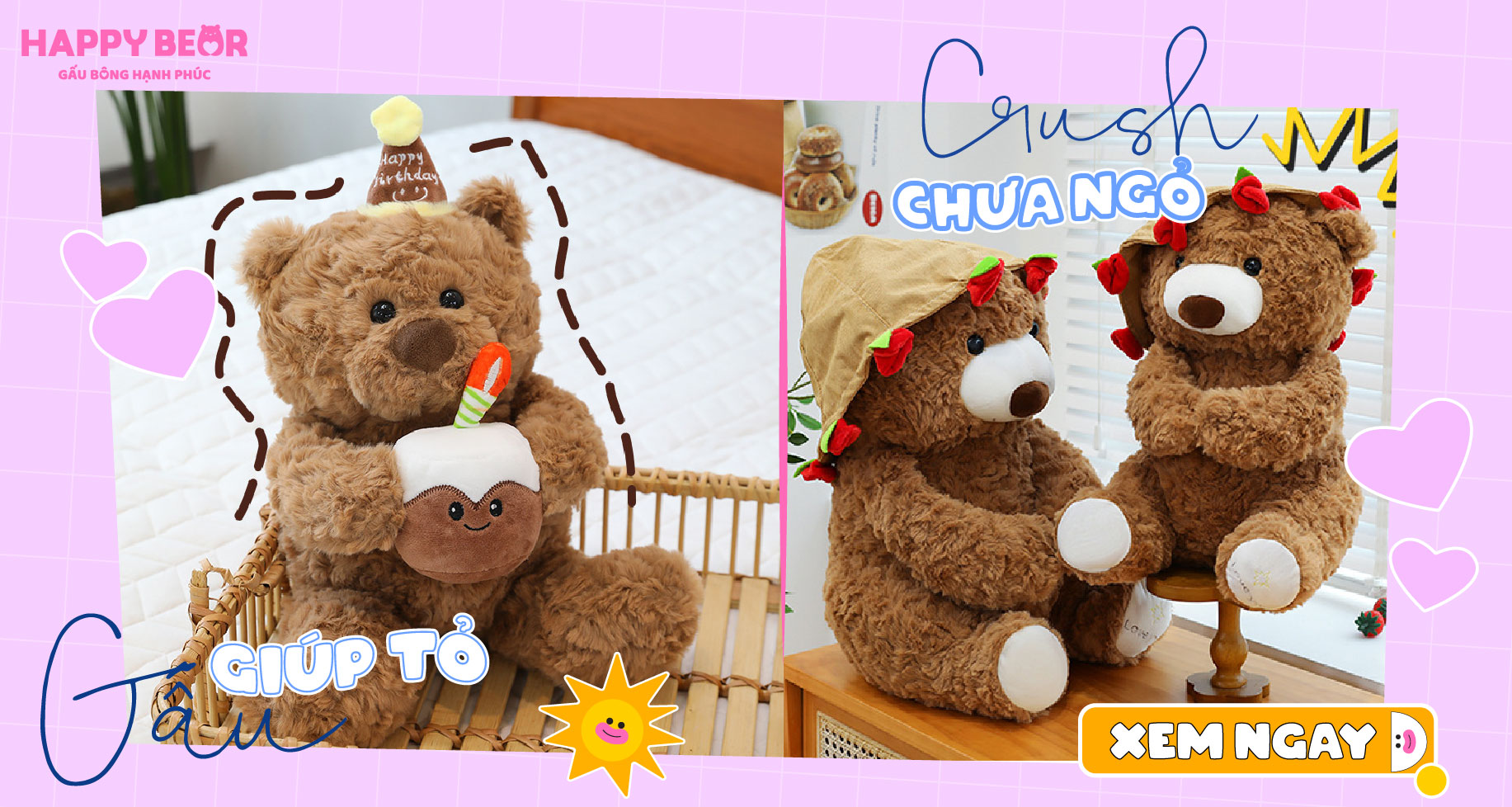 Gấu Bông Sói HP106 - HAPPY BEAR 17 Món quà ngọt ngào cho người yêu