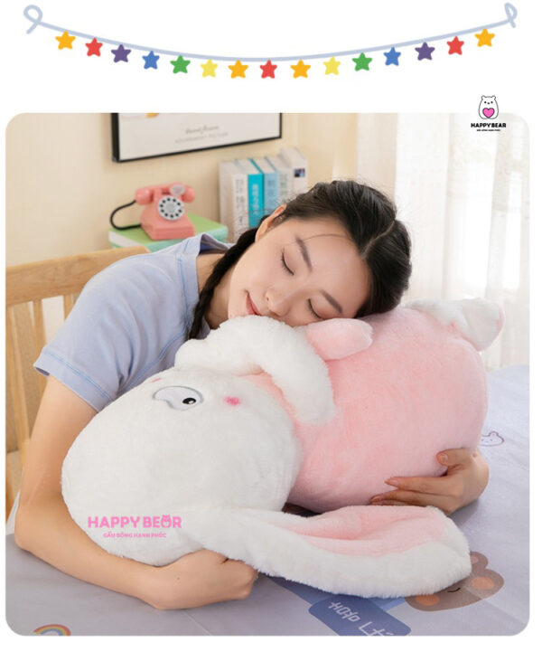 Gấu Bông Thỏ Tai Dài Mắt Lườm HAPPY BEAR 60CM