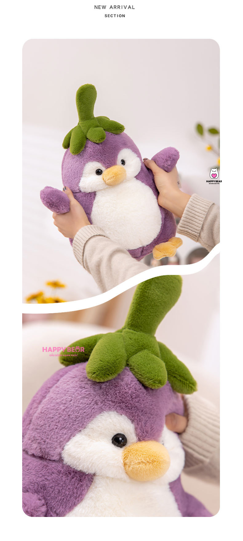 Gấu Bông Chim Cánh Cụt Cà Tím HP76 HAPPY BEAR