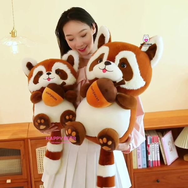 Gấu bông chồn ôm bình đuôi dài happy bear 60cm
