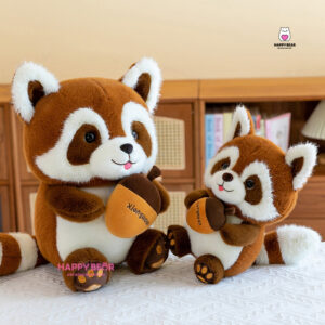 Gấu bông chồn ôm bình đuôi dài happy bear 60cm