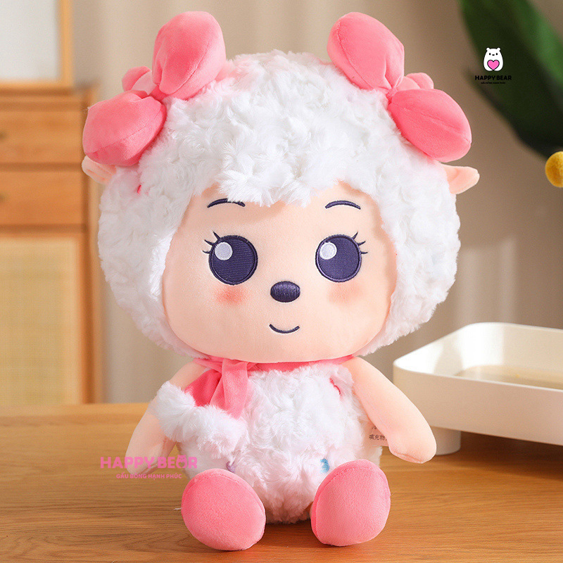 Cừu Bông Lười Dễ Thương HP126 - HAPPY BEAR 23 Gấu bông cừu hồng dễ thương HAPPY BEAR size 60CM