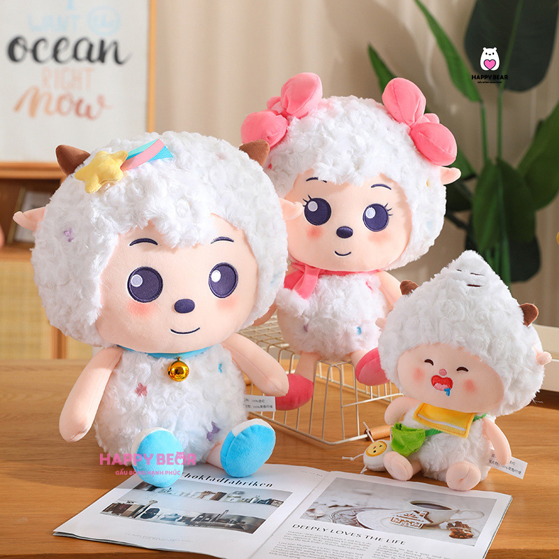 Cừu Bông Lười Dễ Thương HP126 - HAPPY BEAR 19 Gấu bông cừu hồng dễ thương HAPPY BEAR size 60CM