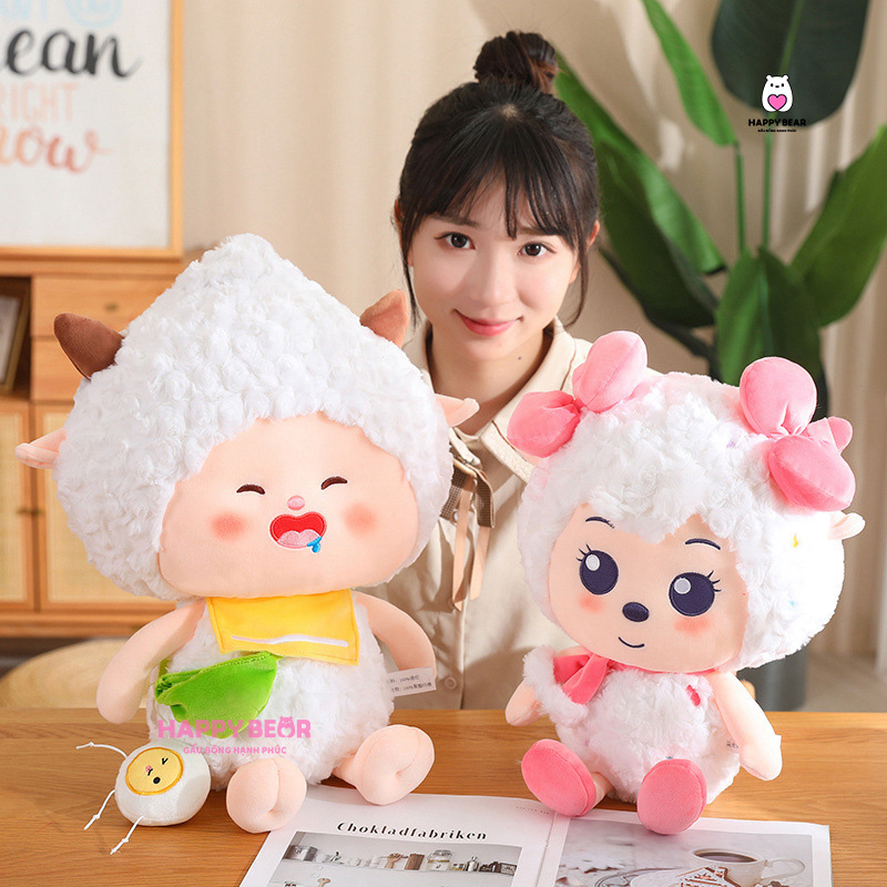 Cừu Bông Lười Dễ Thương HP126 - HAPPY BEAR 20 Gấu bông cừu hồng dễ thương HAPPY BEAR size 60CM