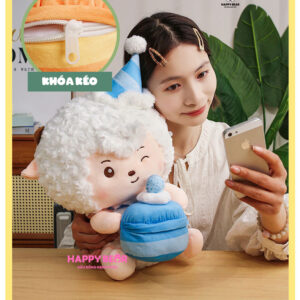 Gấu bông cừu dễ thương sinh nhật HAPPY BEAR size 60CM