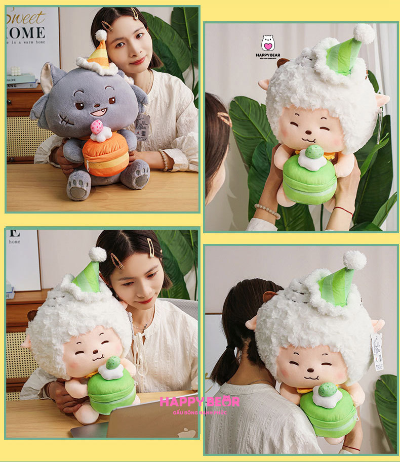 Gấu Bông Cừu Sinh Nhật HP122 - HAPPY BEAR 20 Gấu bông cừu dễ thương sinh nhật HAPPY BEAR size 60CM