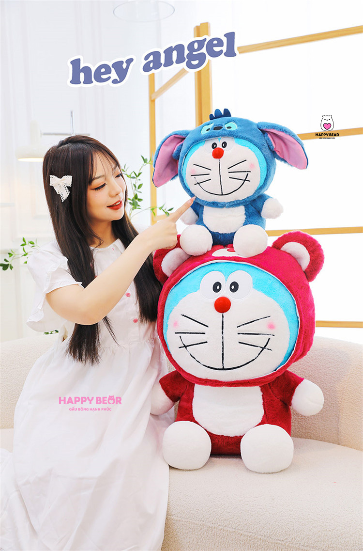 Gấu Bông Doreamon Cosplay Lotso Dâu Và Stick HAPPY BEAR size 60CM
