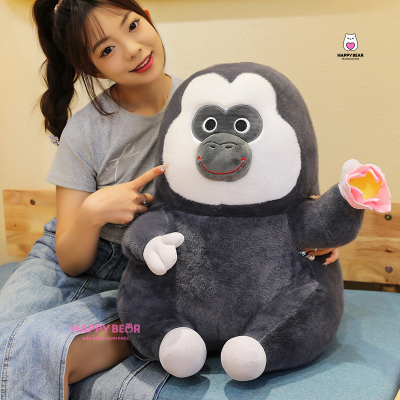 Gấu Bông Khỉ Đen HP135 - HAPPY BEAR 33 Gấu Bông Khỉ Đen Mặt Ngáo HAPPY BEAR size 60CM
