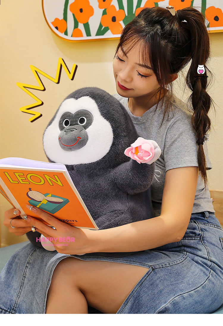 Gấu Bông Khỉ Đen HP135 - HAPPY BEAR 34 Gấu Bông Khỉ Đen Mặt Ngáo HAPPY BEAR size 60CM