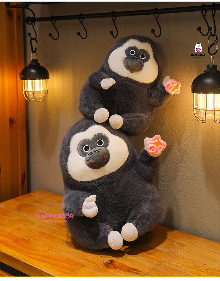 Gấu Bông Khỉ Đen HP135 - HAPPY BEAR 29 Gấu Bông Khỉ Đen Mặt Ngáo HAPPY BEAR size 60CM
