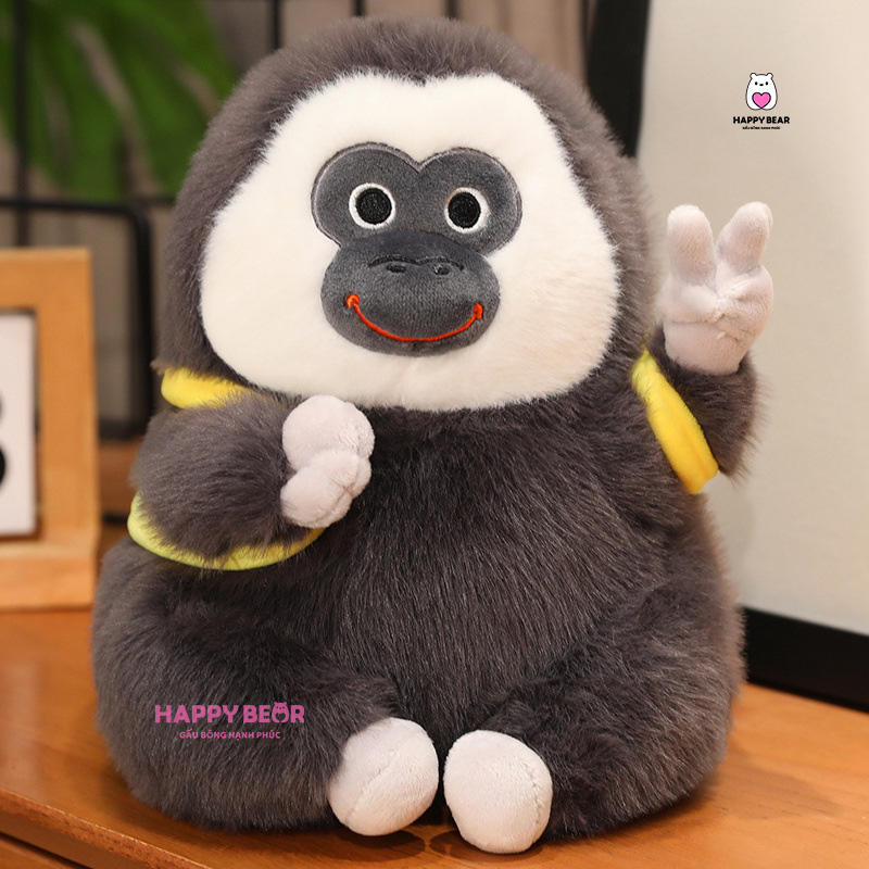 Gấu Bông Khỉ Đen HP135 - HAPPY BEAR 37 Gấu Bông Khỉ Đen Mặt Ngáo HAPPY BEAR size 60CM