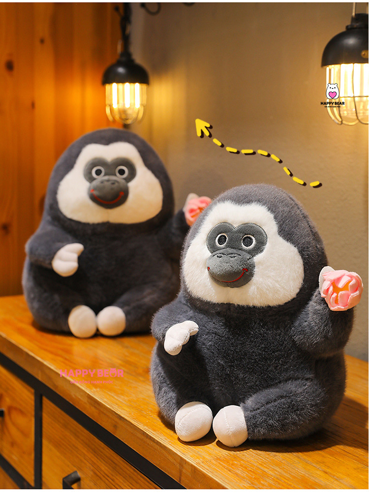 Gấu Bông Khỉ Đen HP135 - HAPPY BEAR 32 Gấu Bông Khỉ Đen Mặt Ngáo HAPPY BEAR size 60CM