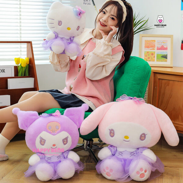 Gấu Bông Kuromi, Hello Kitty, Melody Dễ Thương HAPPY BEAR size 60cm