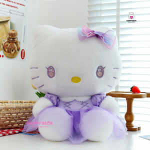 Gấu Bông Hello Kitty Váy Tím Dễ Thương HAPPY BEAR size 60cm