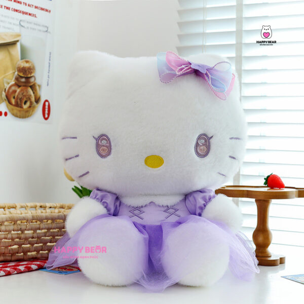 Gấu Bông Hello Kitty Váy Tím Dễ Thương HAPPY BEAR size 60cm