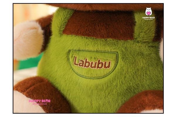 Gấu bông labubu nâu yếm xanh lông nhung HAPPY BEAR size 60CM