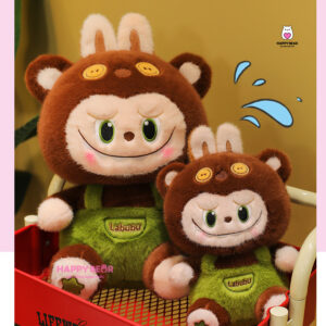 Gấu bông labubu nâu yếm xanh lông nhung HAPPY BEAR size 60CM
