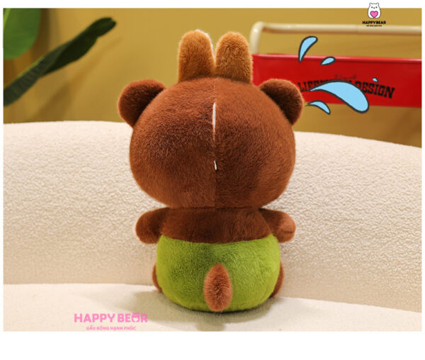 Gấu bông labubu nâu yếm xanh lông nhung HAPPY BEAR size 60CM