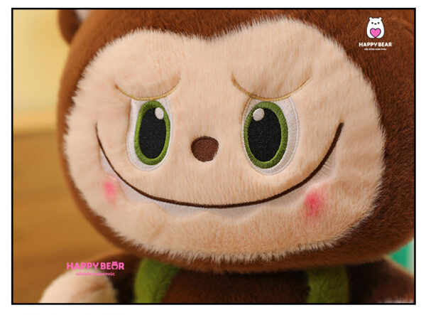Gấu bông labubu nâu yếm xanh lông nhung HAPPY BEAR size 60CM
