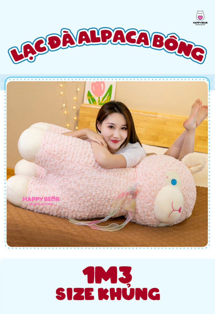 Gấu bông lạc đà alpaca bông dễ thương HAPPY BEAR 60cm