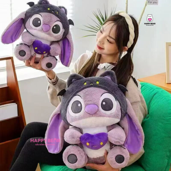 Gấu bông stick tím ôm quái HAPPY BEAR size 60CM
