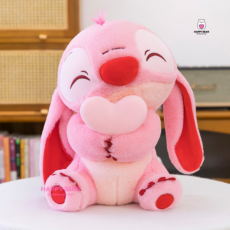 BST Gấu Bông Stick 60CM - HAPPY BEAR 33 Gấu bông stick hồng ôm tim HAPPY BEAR size 60CM