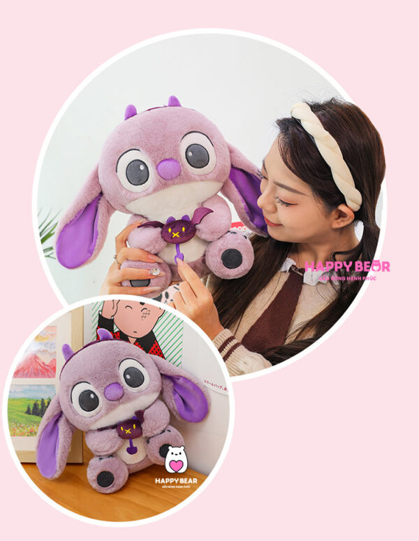 Gấu bông stick tím ôm quái HAPPY BEAR size 60CM