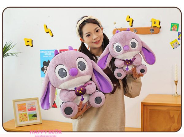Gấu bông stick tím ôm quái HAPPY BEAR size 60CM