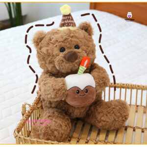 Gấu bông teddy sinh nhật ôm bánh happy bear