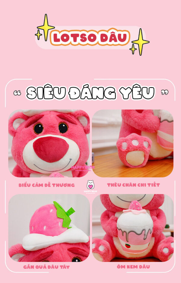 Gấu dâu lotso hottend cao cấp HAPPY BEAR size 60CM