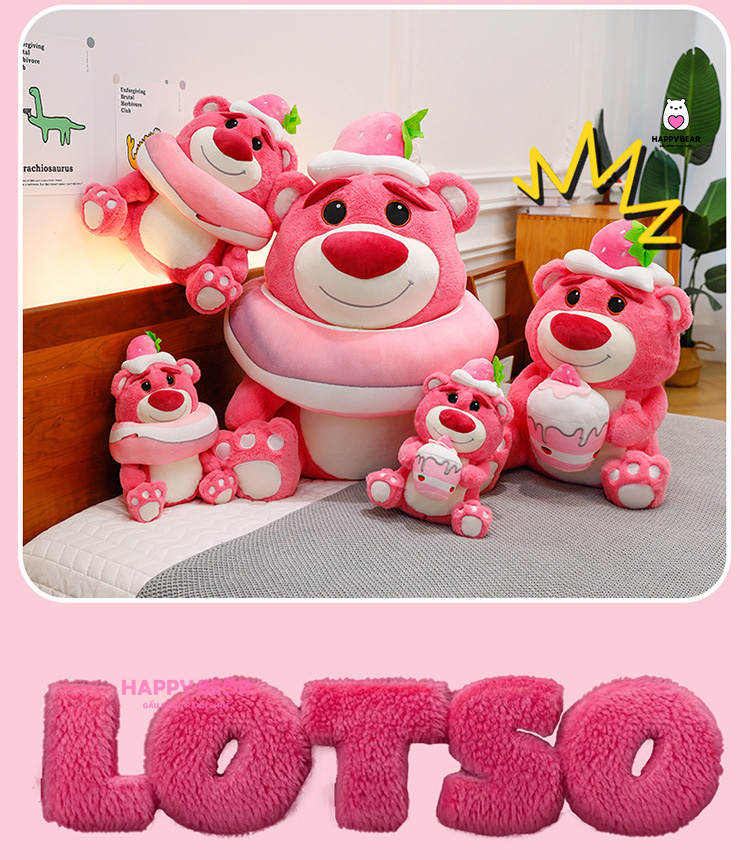 Gấu Dâu Lotso Hottend HP117 - HAPPY BEAR 29 Gấu dâu lotso hottend cao cấp HAPPY BEAR size 60CM