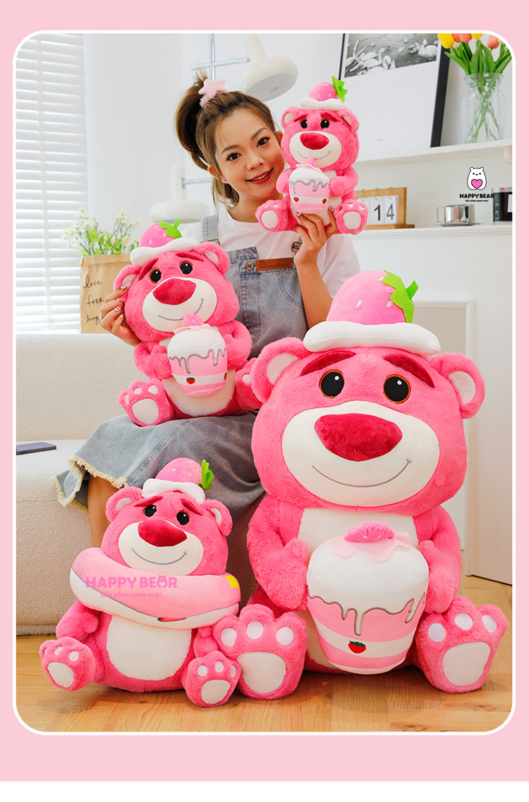 Gấu Dâu Lotso Hottend HP117 - HAPPY BEAR 24 Gấu dâu lotso hottend cao cấp HAPPY BEAR size 60CM