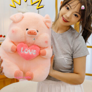 Gấu Bông Heo Ôm Trái Tim Thêu Love Dễ Thương HAPPY BEAR size 60CM