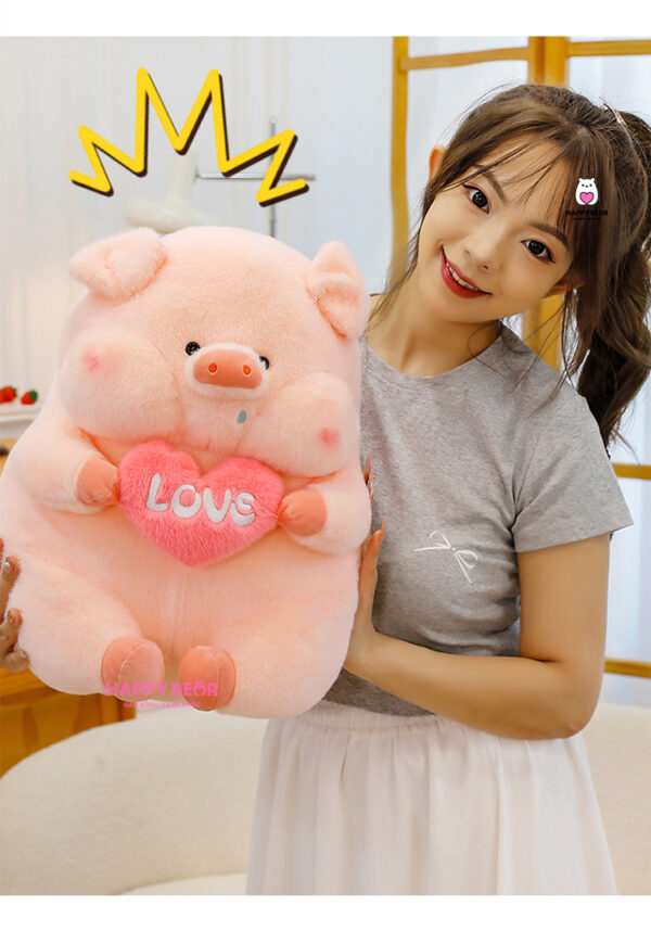 Gấu Bông Heo Ôm Trái Tim Thêu Love Dễ Thương HAPPY BEAR size 60CM