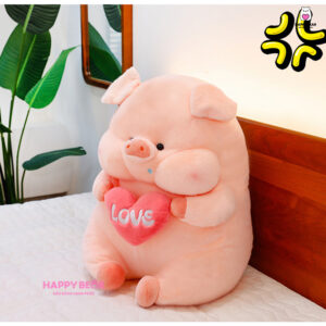 Gấu Bông Heo Ôm Trái Tim Thêu Love Dễ Thương HAPPY BEAR size 60CM