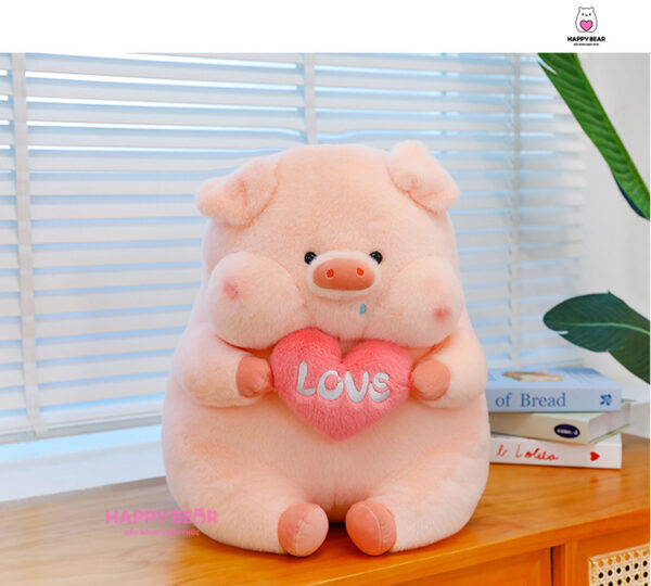 Gấu Bông Heo Ôm Trái Tim Thêu Love Dễ Thương HAPPY BEAR size 60CM