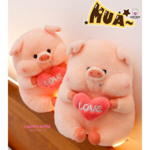 Gấu Bông Heo Ôm Trái Tim Thêu Love Dễ Thương HAPPY BEAR size 60CM