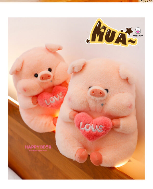 Gấu Bông Heo Ôm Trái Tim Thêu Love Dễ Thương HAPPY BEAR size 60CM