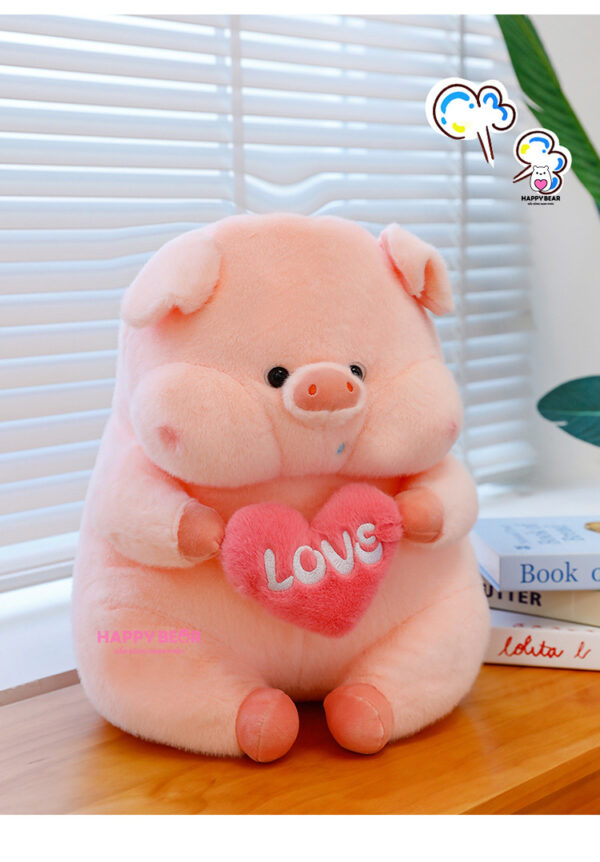 Gấu Bông Heo Ôm Trái Tim Thêu Love Dễ Thương HAPPY BEAR size 60CM