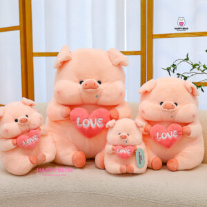 Gấu Bông Heo Ôm Trái Tim Thêu Love Dễ Thương HAPPY BEAR size 60CM