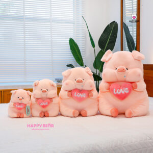 Gấu Bông Heo Ôm Trái Tim Thêu Love Dễ Thương HAPPY BEAR size 60CM