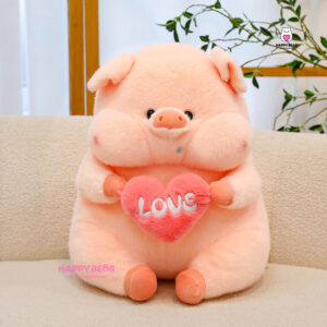 Gấu Bông Heo Ôm Trái Tim Thêu Love Dễ Thương HAPPY BEAR size 60CM