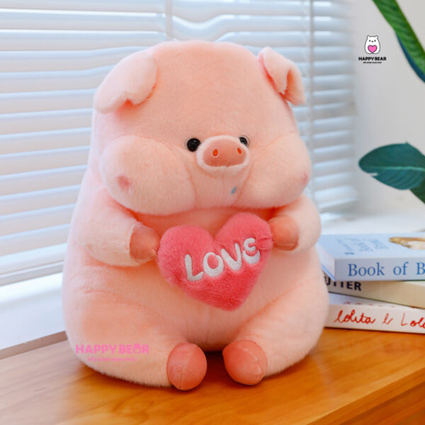 Gấu Bông Heo Ôm Trái Tim Thêu Love Dễ Thương HAPPY BEAR size 60CM