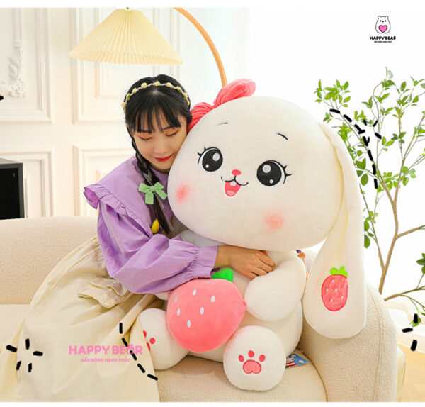 Gấu bông thỏ tai dài dễ thương ôm dâu HAPPY BEAR size 60CM