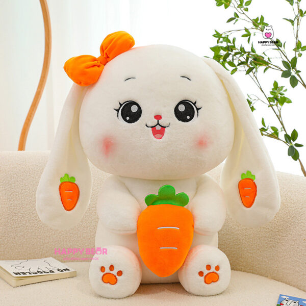 Gấu bông thỏ tai dài dễ thương ôm cà rốt HAPPY BEAR size 60CM