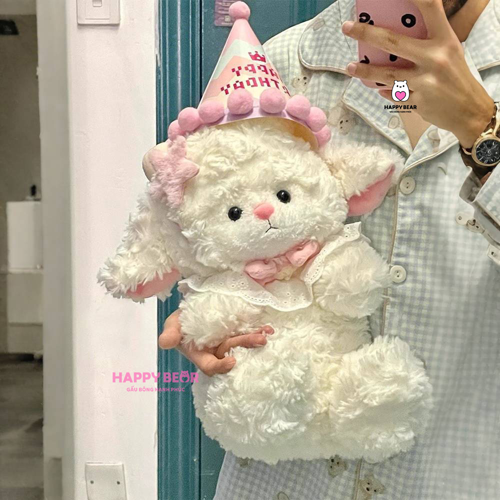 Cừu Bông Dễ Thương HP140 - HAPPY BEAR 17 Cừu Bông Dễ Thương Sinh Nhật Yếm Cao Cấp HAPPY BEAR HP140