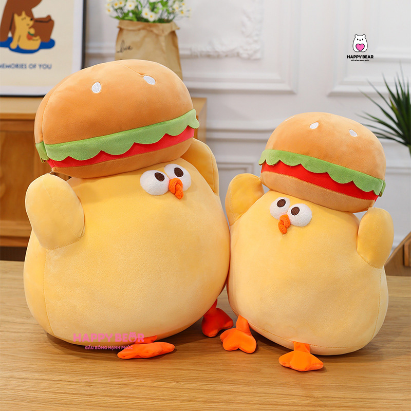 Gấu Bông Gà Vàng Hamburger HP146 - HAPPY BEAR 17 Gấu Bông Gà Vàng Humbergur Dễ Thương HAPPY BEAR size 60CM