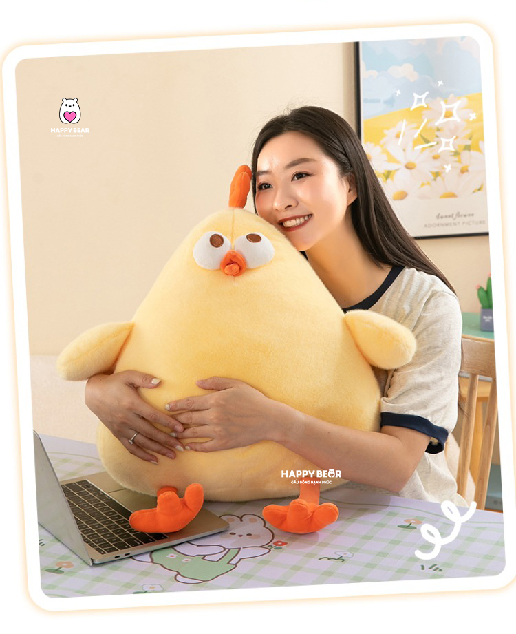 Gấu Bông Gà Vàng HP145 - HAPPY BEAR 21 Gấu Bông Gà Vàng Béo Dễ Thương HAPPY BEAR size 60CM