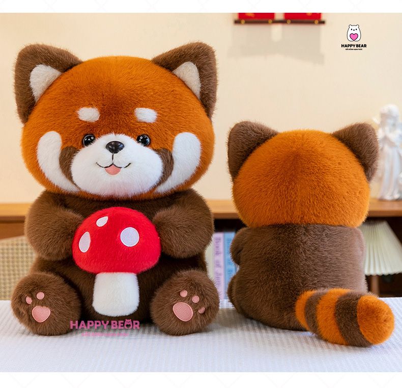 Gấu Bông Cáo Dễ Thương Mềm Mịn Ôm Nấm Đỏ HP153 - HAPPY BEAR