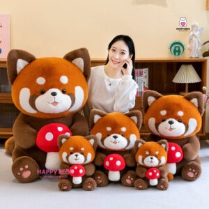 Gấu Bông Cáo Dễ Thương Mềm Mịn Ôm Nấm Đỏ HP153 - HAPPY BEAR
